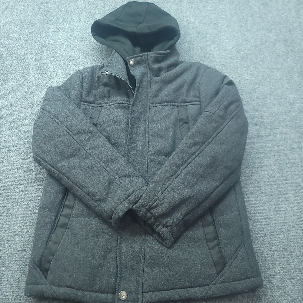 Ixtreme Outfitters Boys Charcoal Gray Wool Blend Hooded Jacket Coat Size 10/12